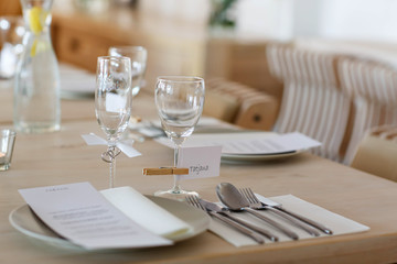 Table set in white for wedding or event party