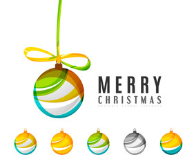 Set of abstract Christmas ball icons, business logo concepts