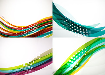 Set of abstract backgrounds. Elegant colorful decorated lines