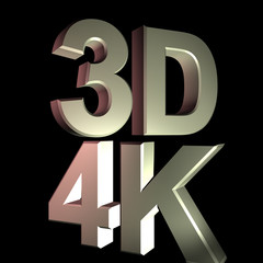 3D 4K ultra high definition television technology logo icon