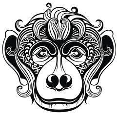 Fototapeta premium Vector illustration of a monkey, a symbol of New Year 2016