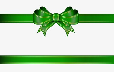 green ribbon and bow