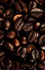 Dark Roasted Black Coffee Beans as Background, Wallpaper, Poster