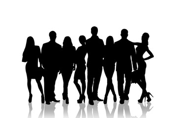 Large group of people silhouette 