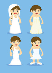 Brides and Wedding Fashion Vector Illustration