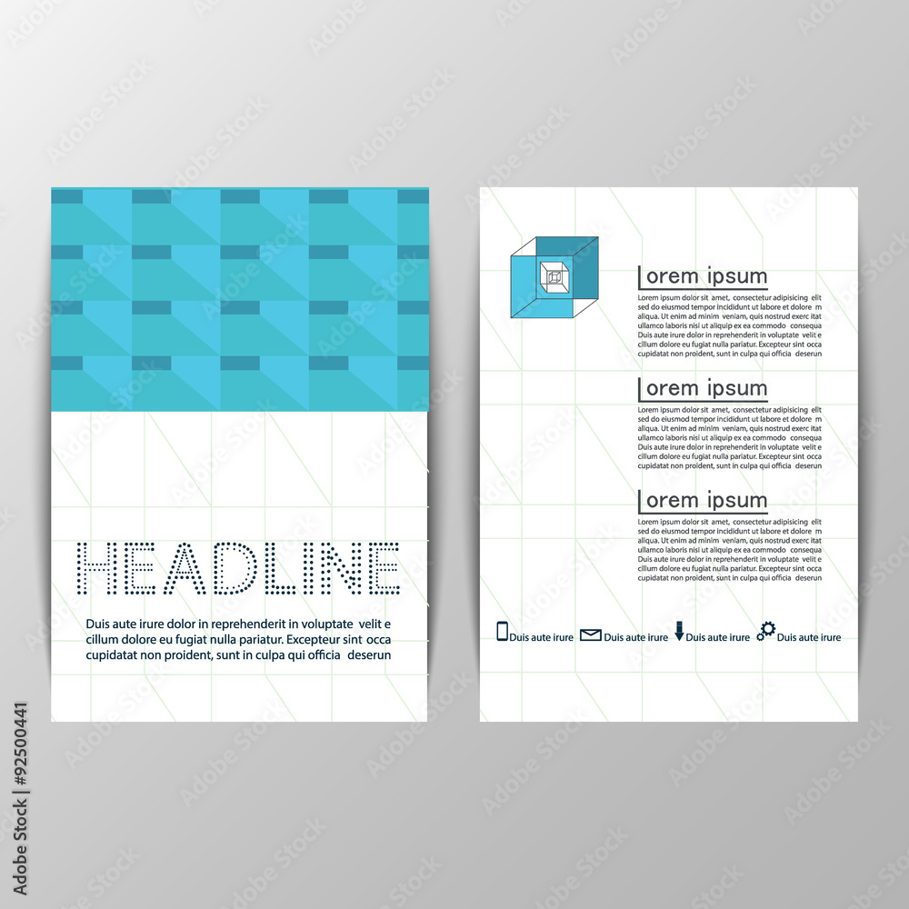 Poster vector brochure template design. icons and different elements
