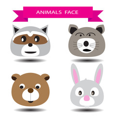 Four animal face cartoon character design