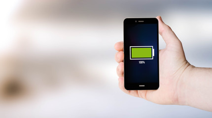 full battery phone on user´s hand