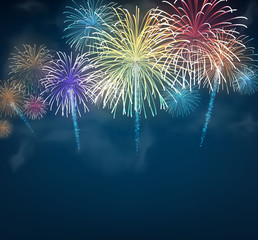 Festive colour firework background.