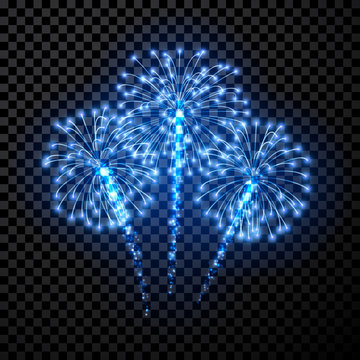 Festive blue firework background.