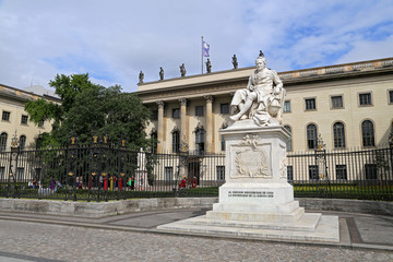 Fototapeta na wymiar Statue of Alexander von Humboldt outside Humboldt University in Berlin, Germany.