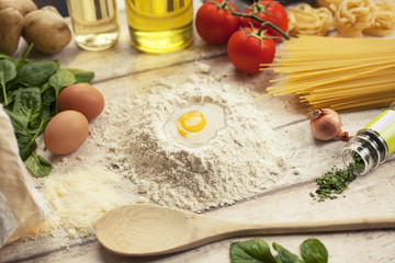 Preparing homemade traditional Italian food