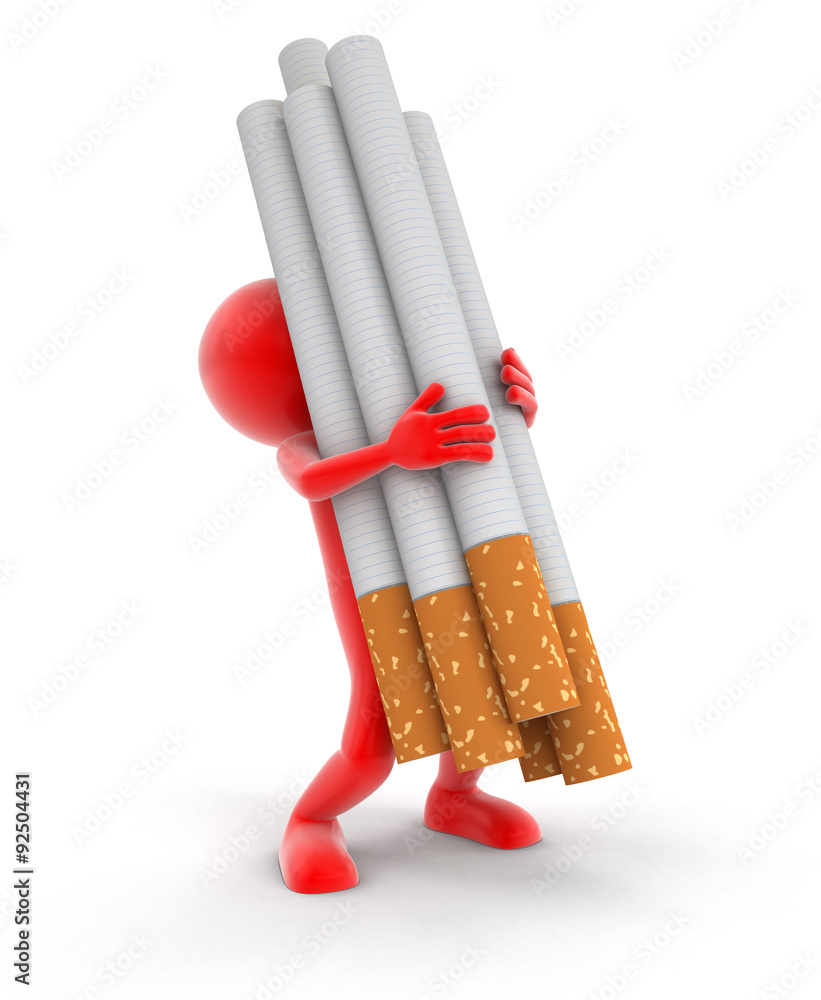 Poster man and cigarettes (clipping path included)