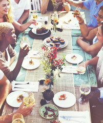 Diverse People Luncheon Outdoors Food Concept