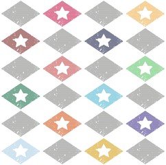 Seamless pattern with rhombus and multicolored stars. Vector eps8