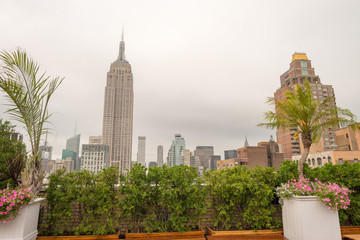 Manhattan skyline from rooftop