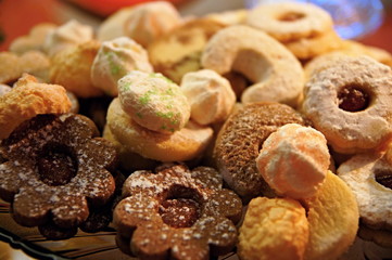 Close up christmas sweets on a glass bowl