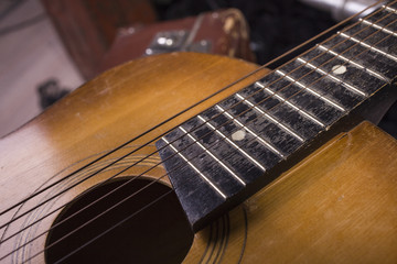 Fototapeta premium Acoustic guitar closeup