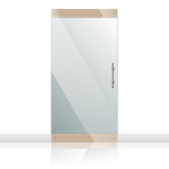 Glass door with chrome silver handles set