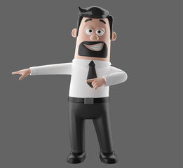 3D funny cartoon character illustration office man in suit isolated