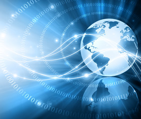 Best Internet Concept of global business. Globe, glowing lines