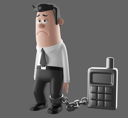3D funny cartoon character illustration office man in suit isolated