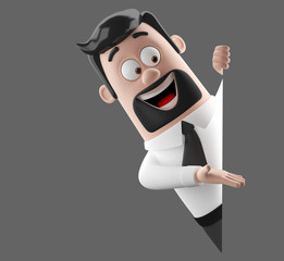 3D funny cartoon character illustration office man in suit isolated