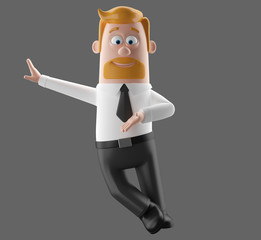 3D funny cartoon character illustration office blond man in suit isolated