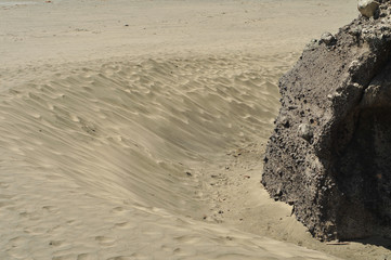 Rock and sand dunes typical for the Auckland west coast.