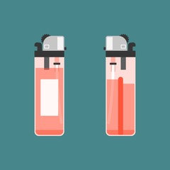 vector lighter,two side,flat design,no gradient