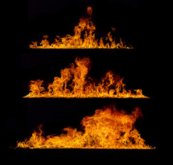 High resolution fire collection on black background