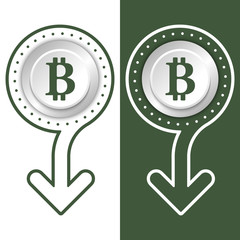 Simple flat abstract arrow and bit coin symbol