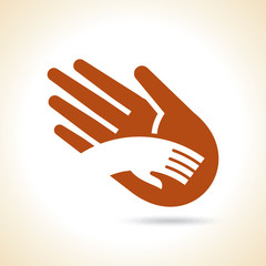 Teamwork symbol. Multicolored hands