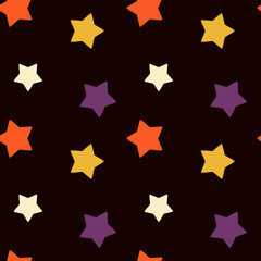 Fototapeta premium Halloween texture with colorful stars seamless vector pattern background illustration