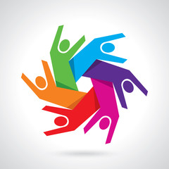 Teamwork management concept. Hand keep bulb. Vector background.