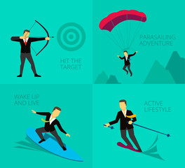 Vector illustration Businessman sport activities 