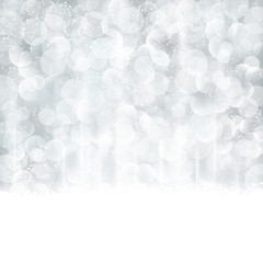Abstract silver Christmas, winter background with blurred lights