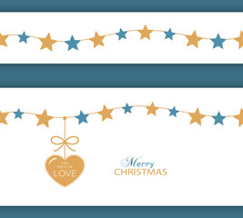 Christmas star border and heart. The Gift of Love