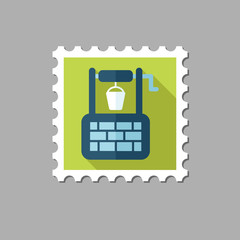 Water Well flat stamp with long shadow