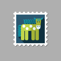 Horse flat stamp with long shadow