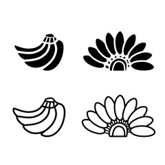 bunch of bananas icon and logo in silhouette