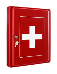 Obraz premium red plastic secure box for first aid 