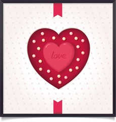 Heart in picture frame with tape. Symbol of Valentine's Day. vector eps8