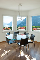 dining room with glass table