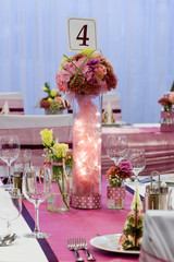 wedding tables set with flower