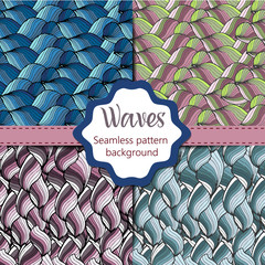 Seamless abstract hand-drawn pattern, waves background. Seamless