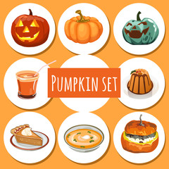 A set of delicious dishes from pumpkins