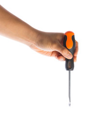 hand holding screwdriver