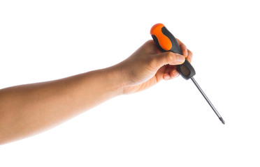 hand holding screwdriver