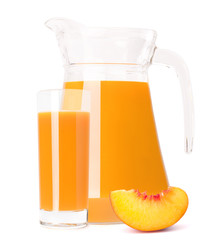 Peach fruit juice in glass jug